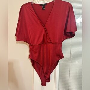 Forever 21 Red Chemise with Deep V-Neckline